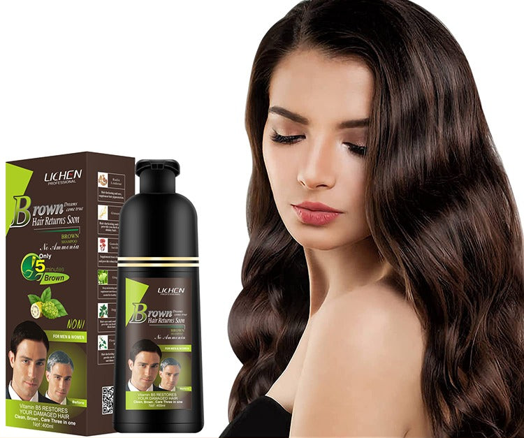 Light Brown Hair Color Shampoo – Quick & Easy Gray Coverage, 200ml Natural-Looking Dye - Black