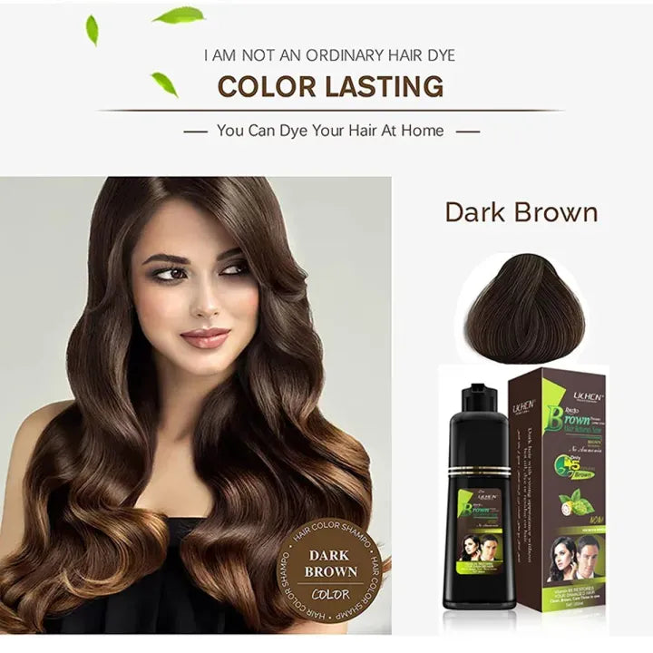 Light Brown Hair Color Shampoo – Quick & Easy Gray Coverage, 200ml Natural-Looking Dye - Black