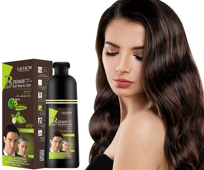 Light Brown Hair Color Shampoo – Quick & Easy Gray Coverage, 200ml Natural-Looking Dye - Black