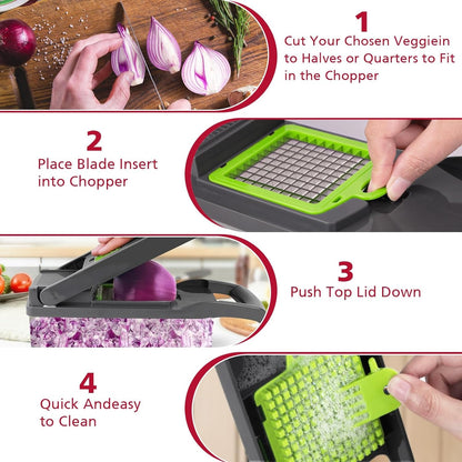 16-in-1 Multifunctional Vegetable Cutter & Slicer Kitchen Tool with Interchangeable Blades