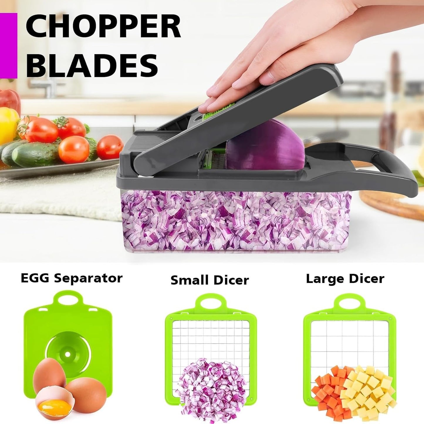16-in-1 Multifunctional Vegetable Cutter & Slicer Kitchen Tool with Interchangeable Blades