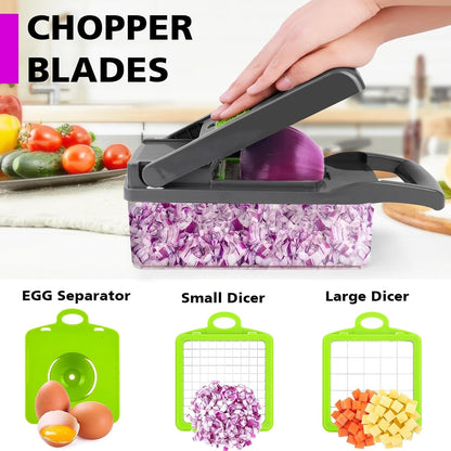16-in-1 Multifunctional Vegetable Cutter & Slicer Kitchen Tool with Interchangeable Blades