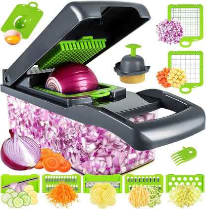 16-in-1 Multifunctional Vegetable Cutter & Slicer Kitchen Tool with Interchangeable Blades