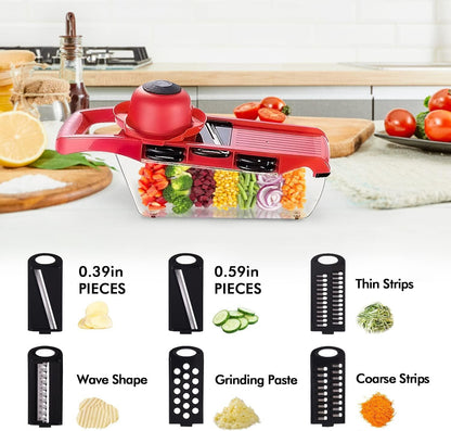 Multi‑Functional 10‑in‑1 Mandoline Slicer Vegetable Cutter, Peeler, Chopper, Grater & Shredder
